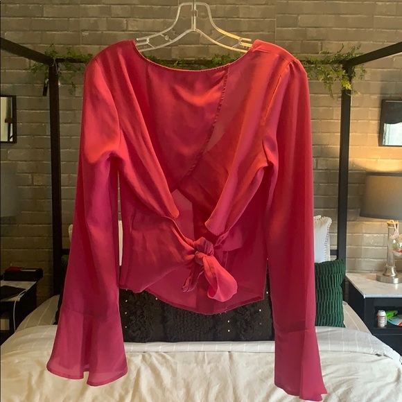 Mimi Chica Bell-Sleeve Cut-Out Tie Back Blouse - Picture 8 of 8